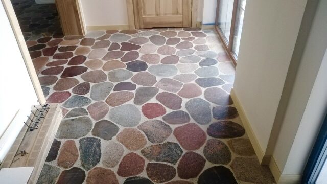 Stone slice flooring.
